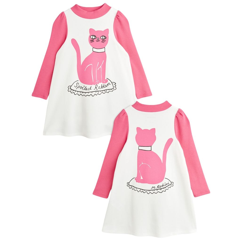 GOTS Cat Dress White
