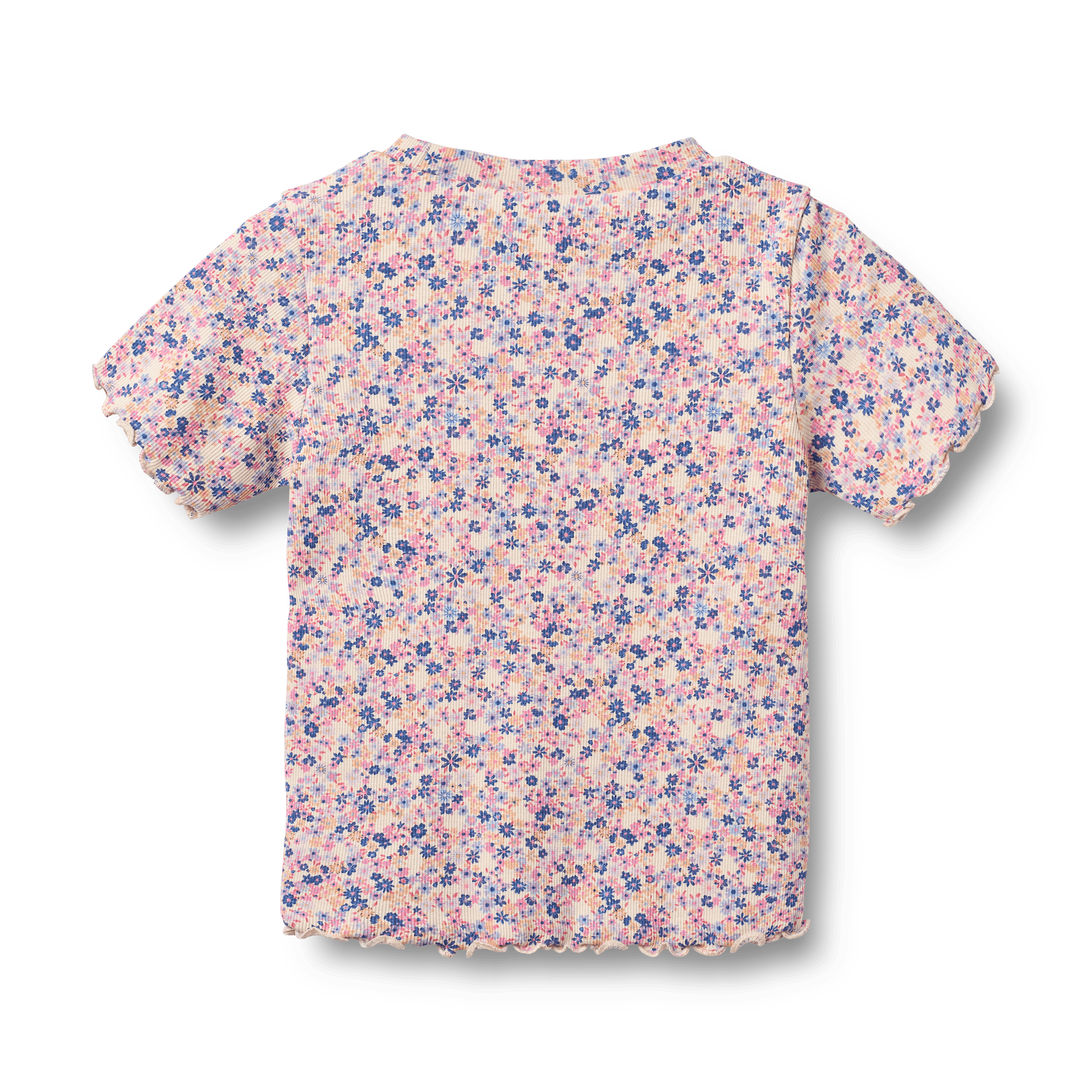 Rib T-shirt S/S Alicia Pink Blue Flowers