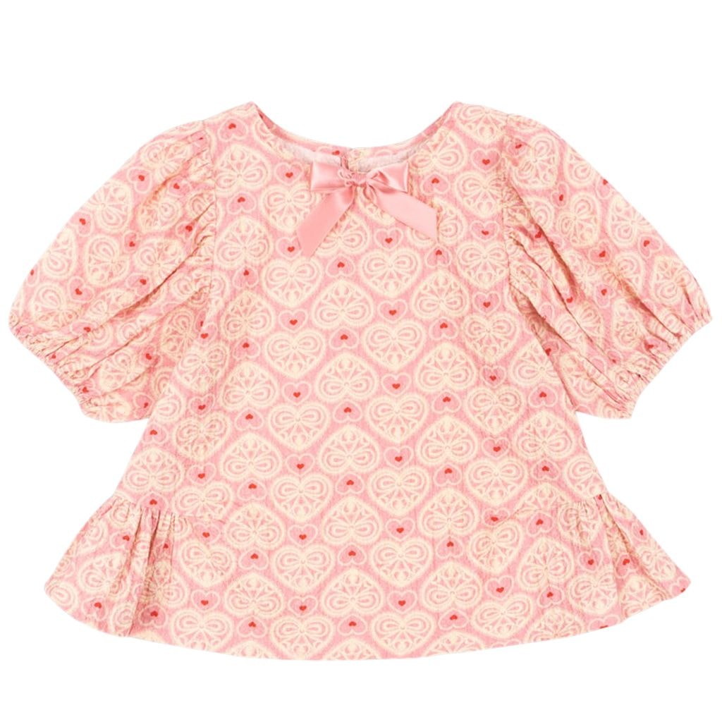 GOTS Ava Short-Sleeved Blouse Lacy Pink