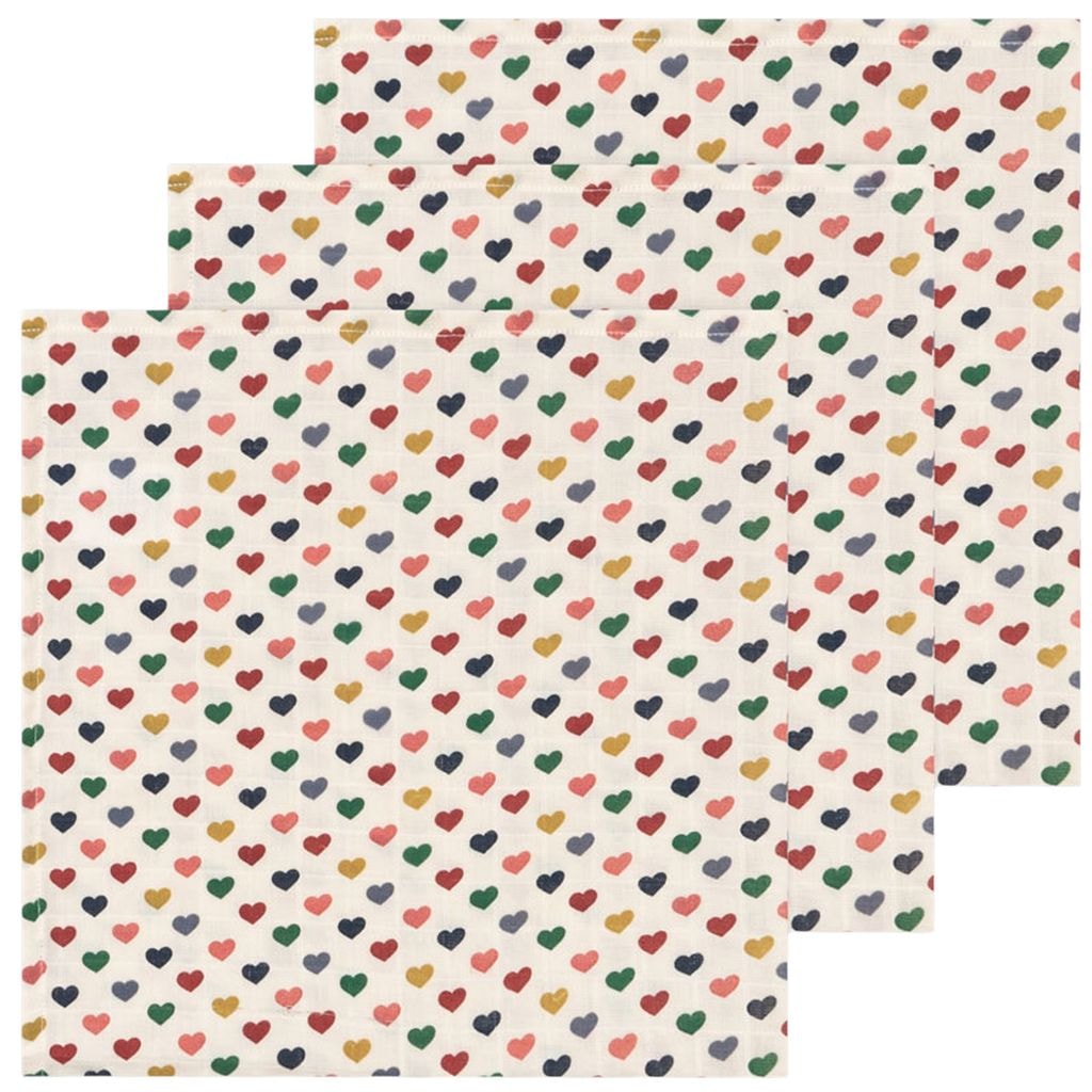 GOTS 3-Pack Muslinduk Coeur Coloré