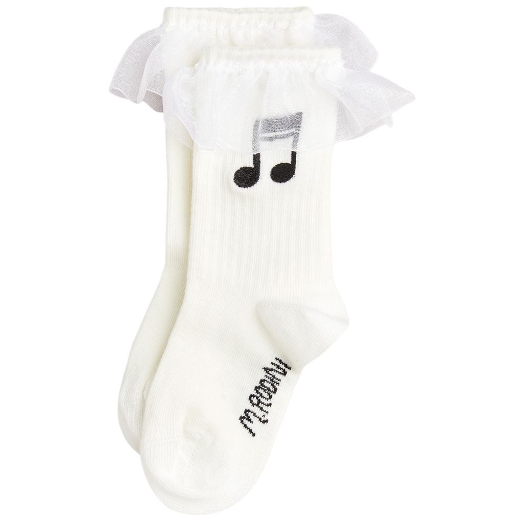 GOTS Note Frill 1-Pack Strumpor White