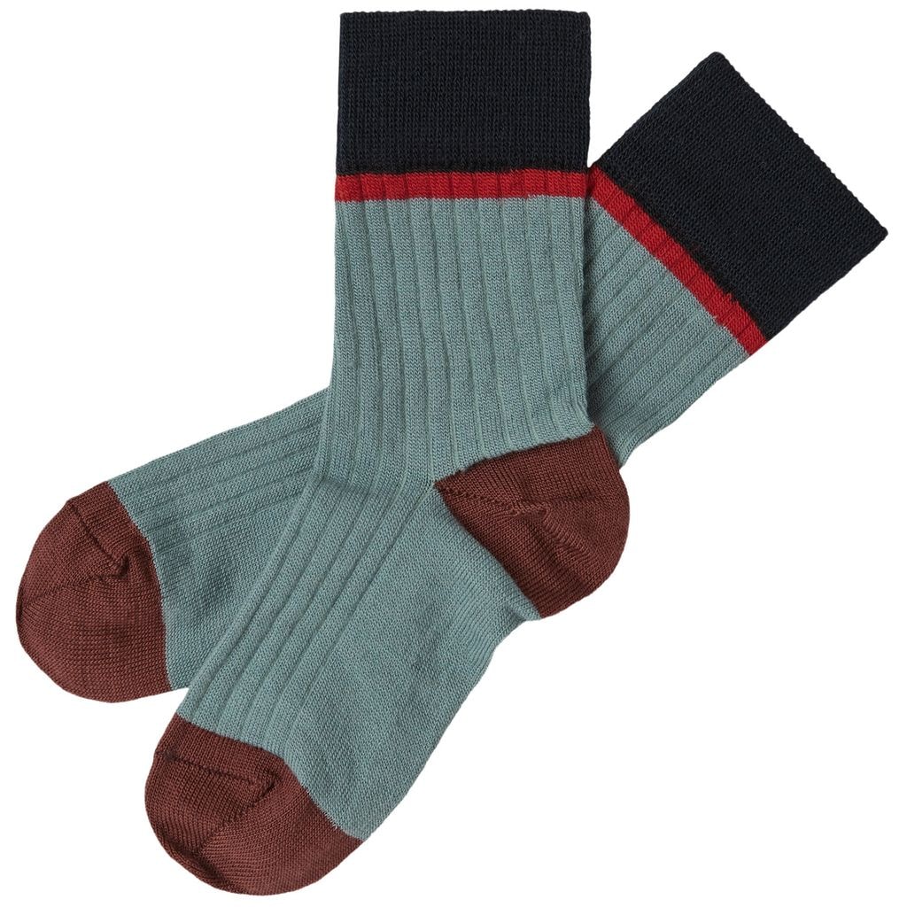 2-Pack Misty Green Colour Block Socks