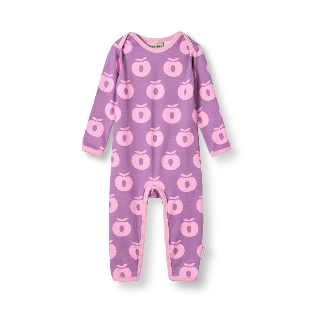 Ulm Long-Sleeved Baby Suit With Apples Purple Iris