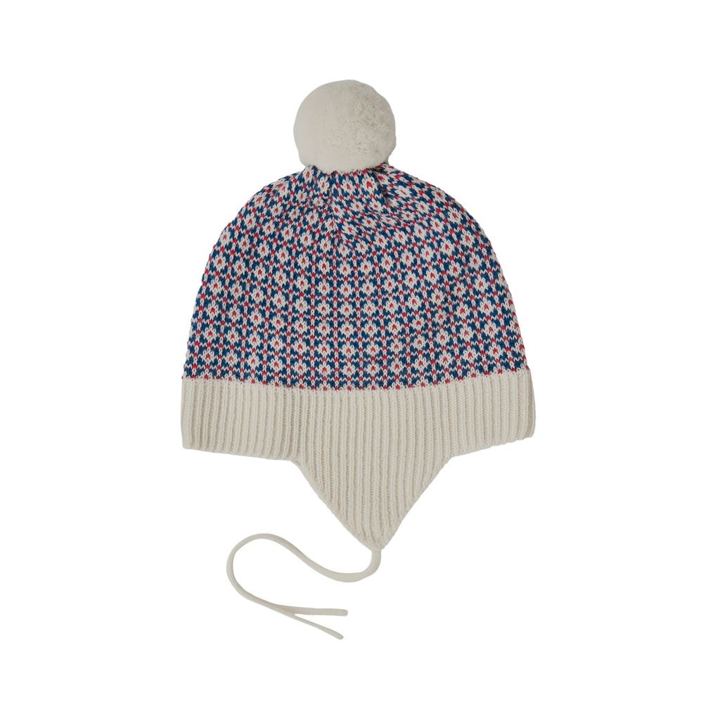Nordic Baby Hat Ecru/Pond Blue/Red