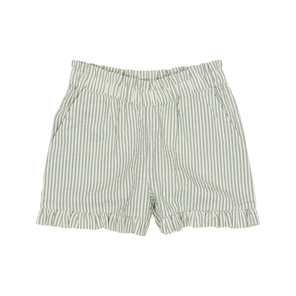 Seersucker Shorts Green Cream Stripe