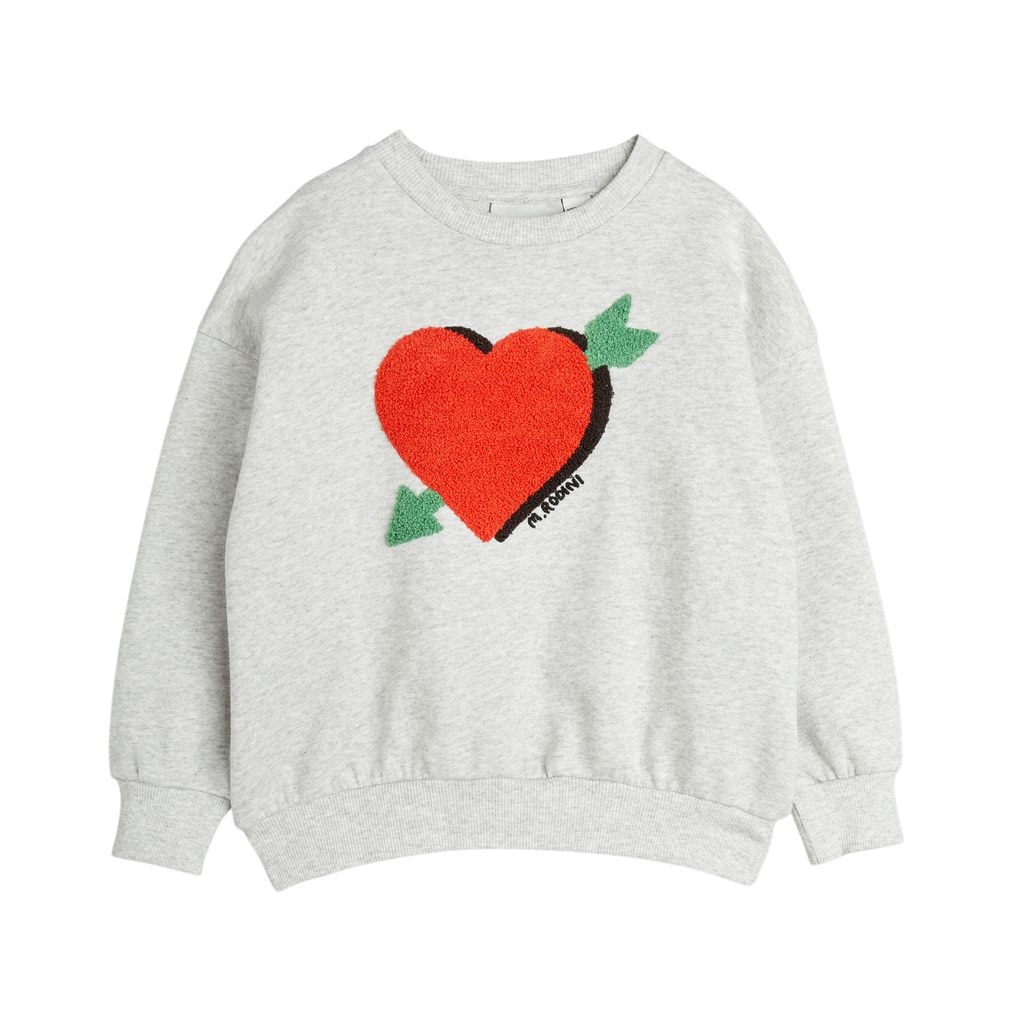 GOTS Arrowed Heart Chenille 스웨트 셔츠 Grey Melange