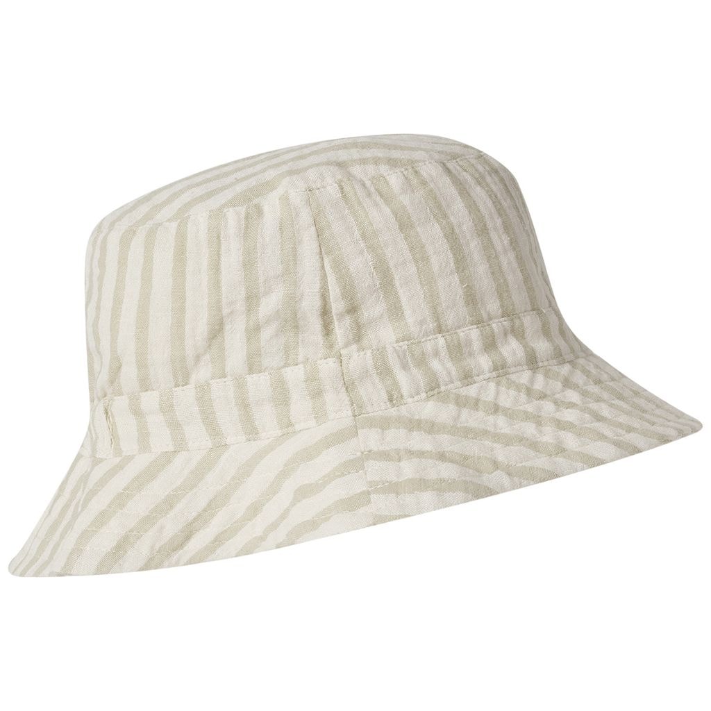 Muslin Bucket Hat Stripe Pebble