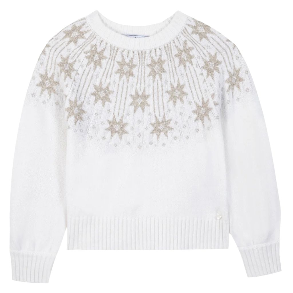 Wool Sweater with Star Embroidery