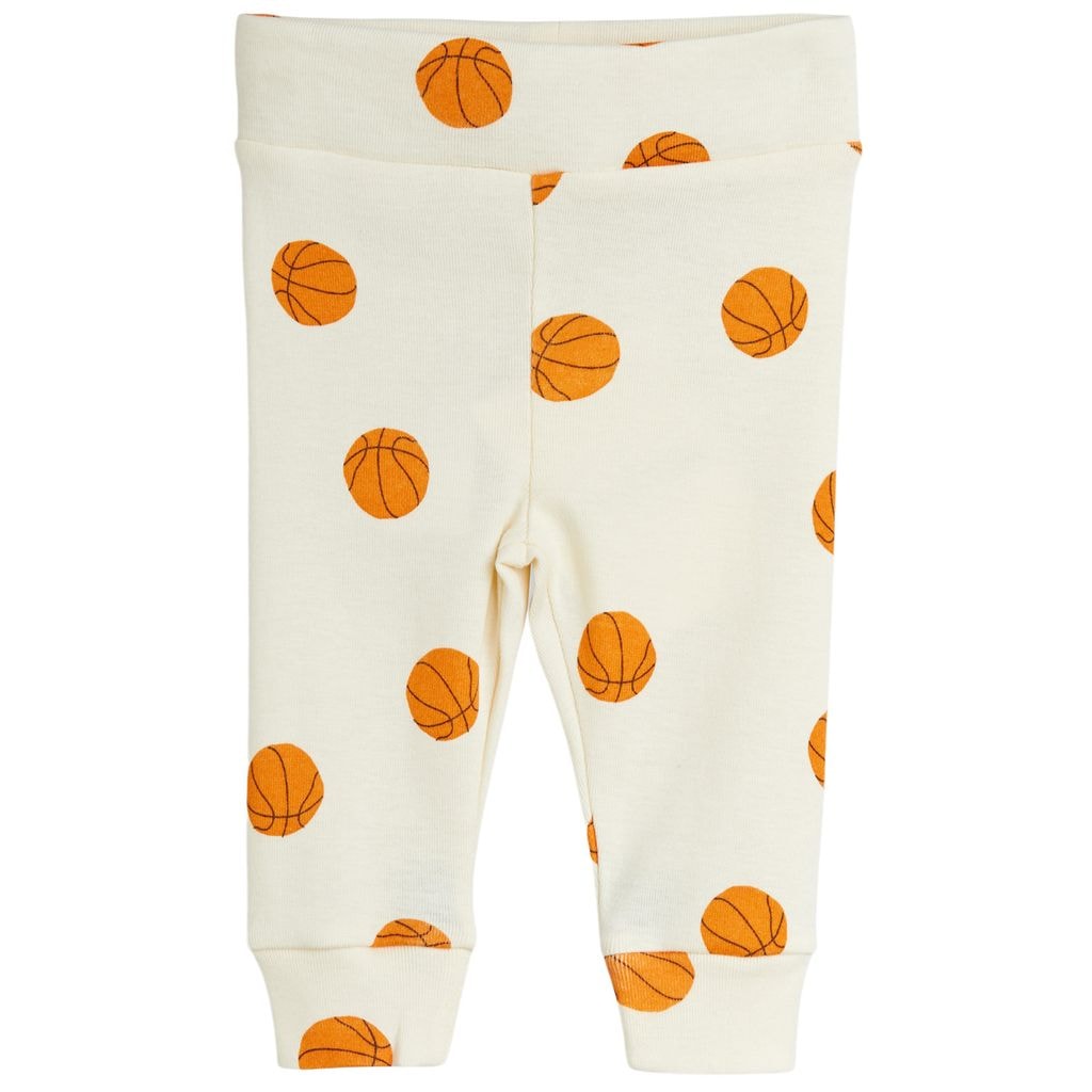 GOTS Basketball Baby Leggings Off White