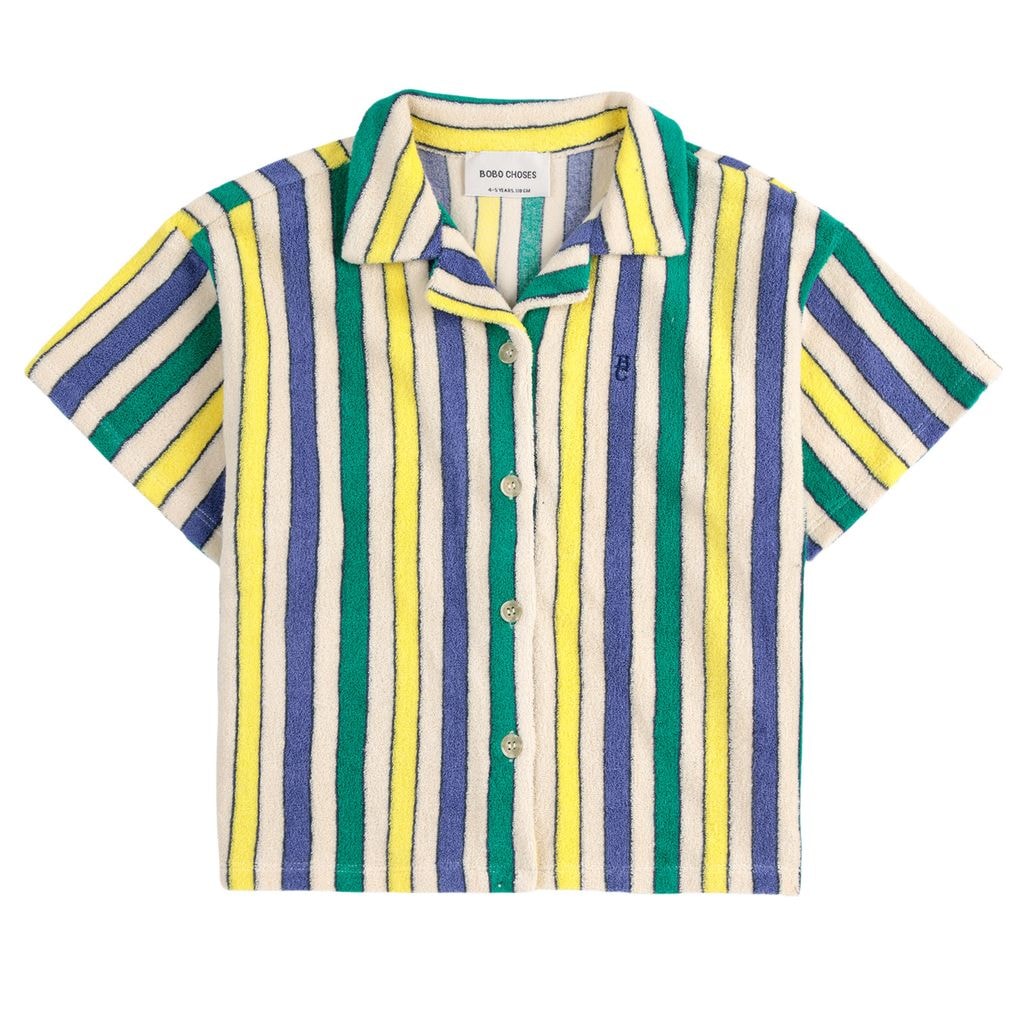 Multicolor Randig Frottéskjorta Offwhite