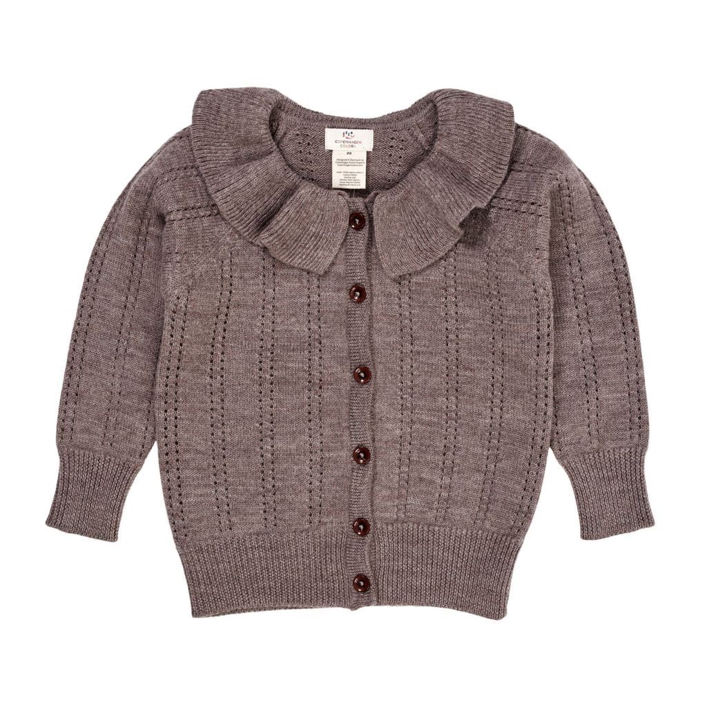 Merino Pattern Cardigan w Collar  Natural Melange