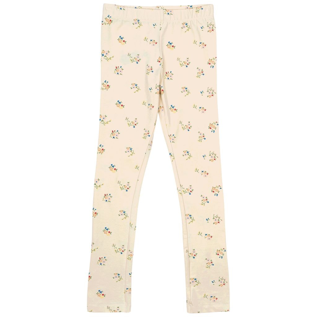 GOTS Leggings White Swan Blue Flower