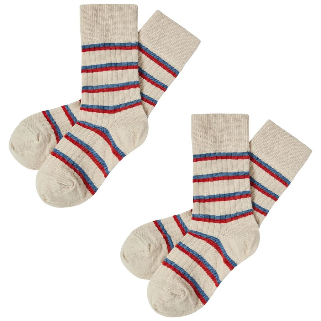 2-pack Striped Socks Crimson Red/Azure