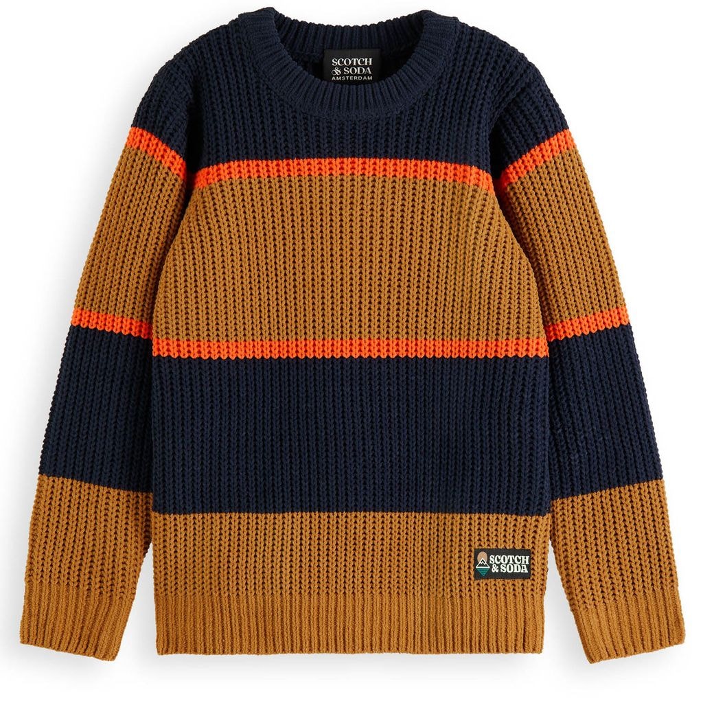 Color-blocked Knit Sweater Brown