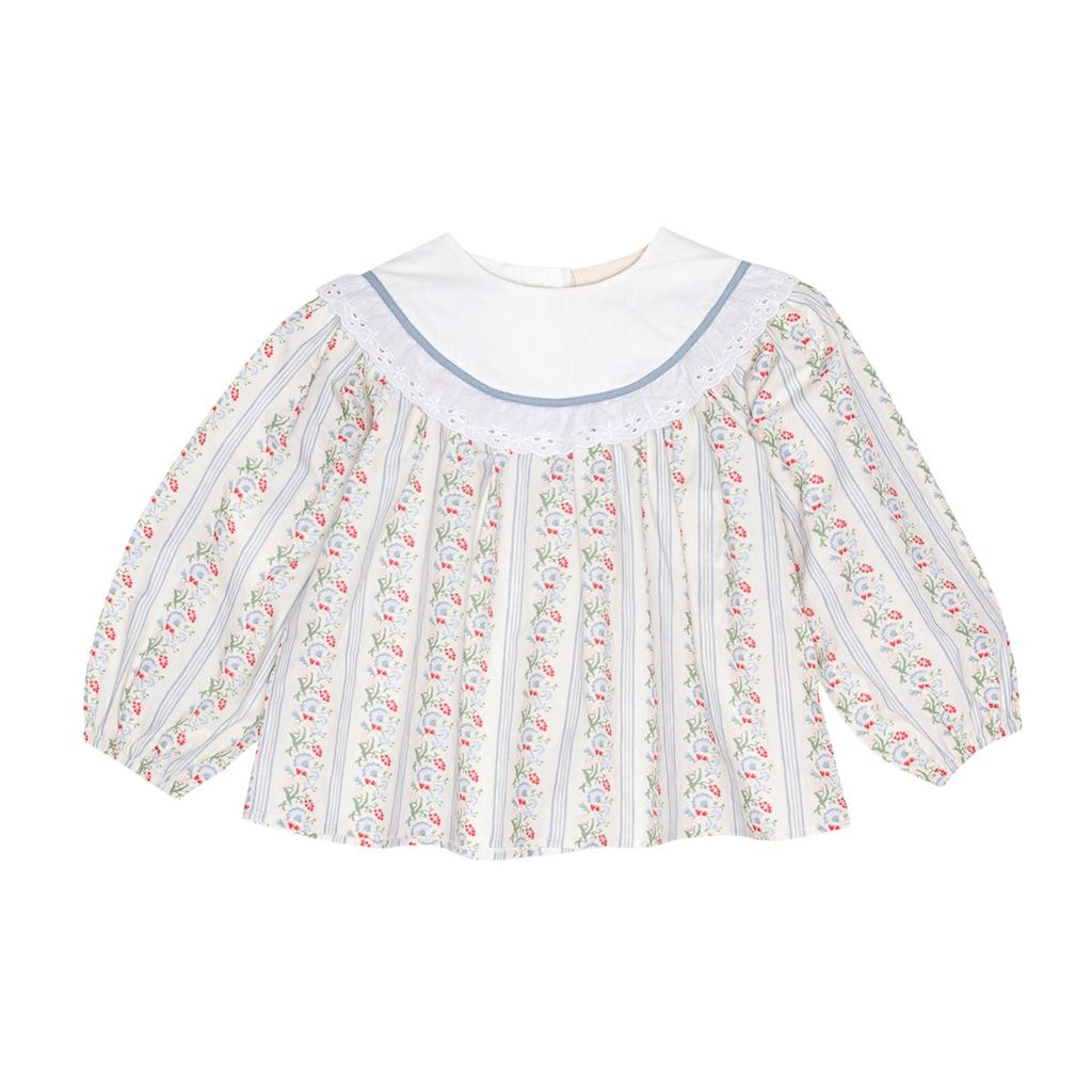 Abigail Blouse Soft White Bright Blue