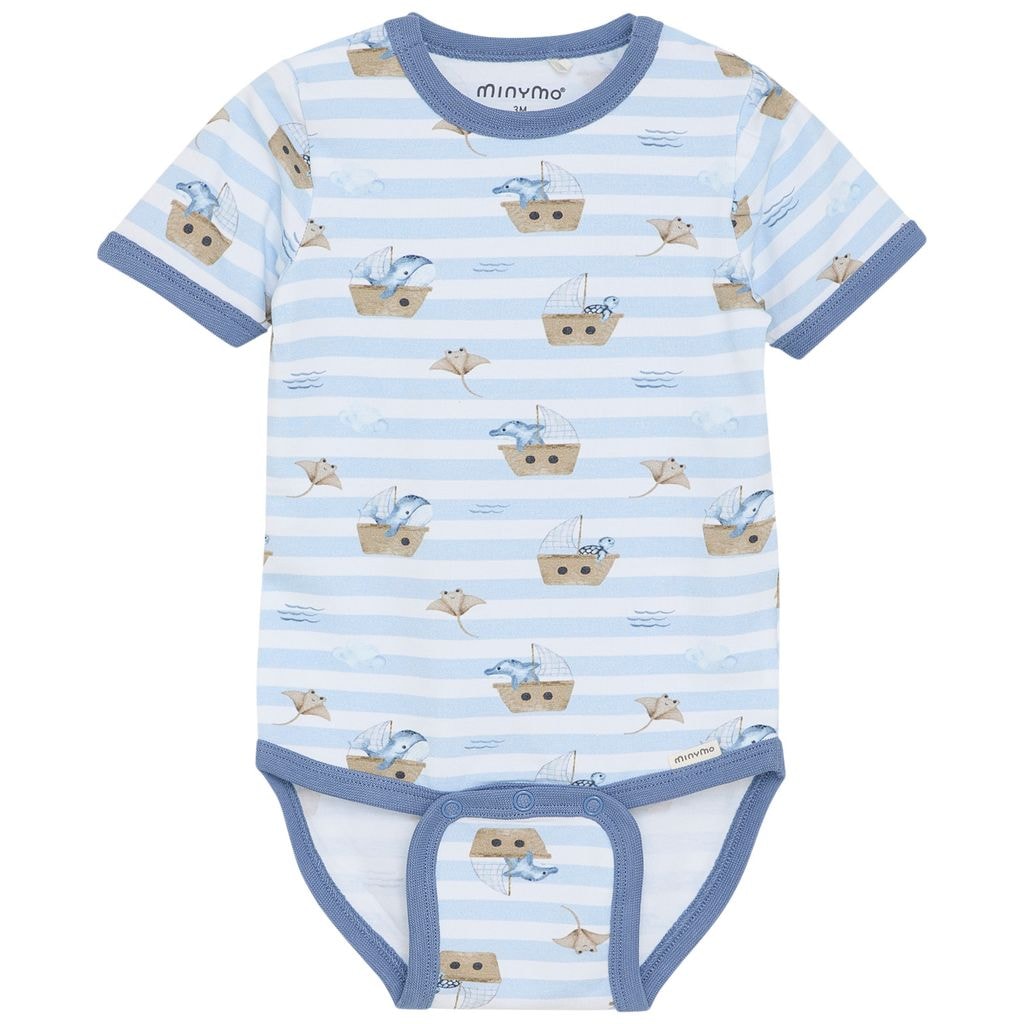 GOTS Kortærmet Baby Body Aop Skyway