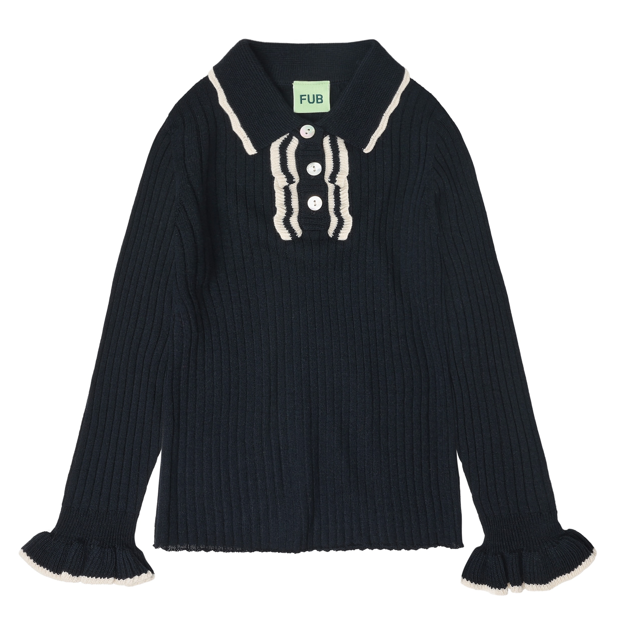 Polo Med Ullfrill Dark Navy