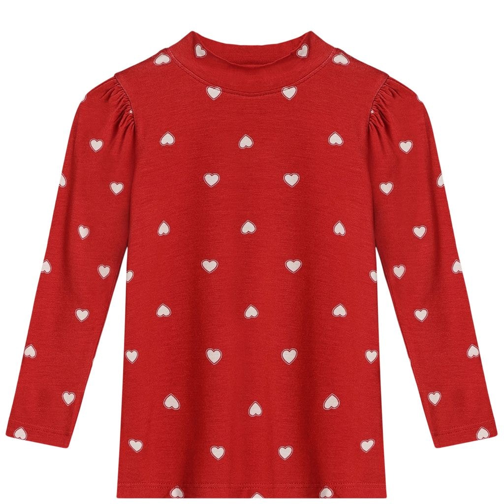 Kelly Puff Langærmet Bluse Pompeian Red Aop