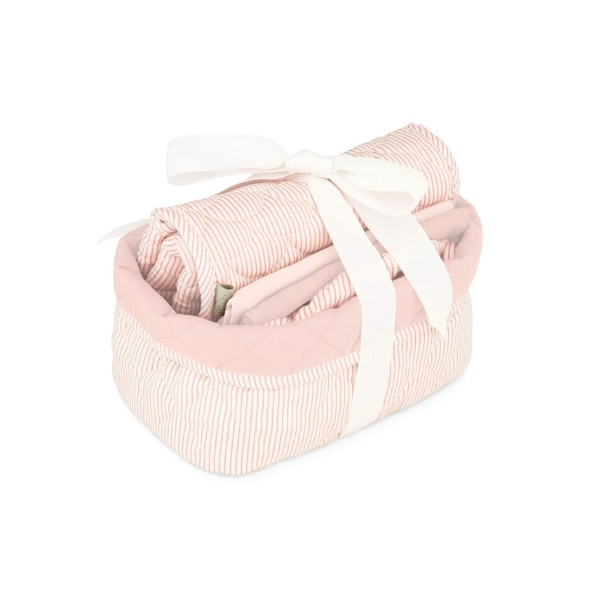 Presentkorg Med Babyartiklar Classic Stripes Rose