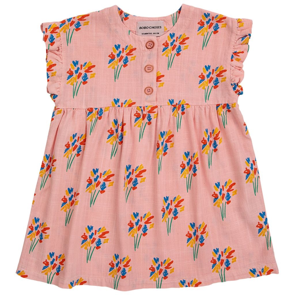 Fireworks Printed Baby Dress Pink