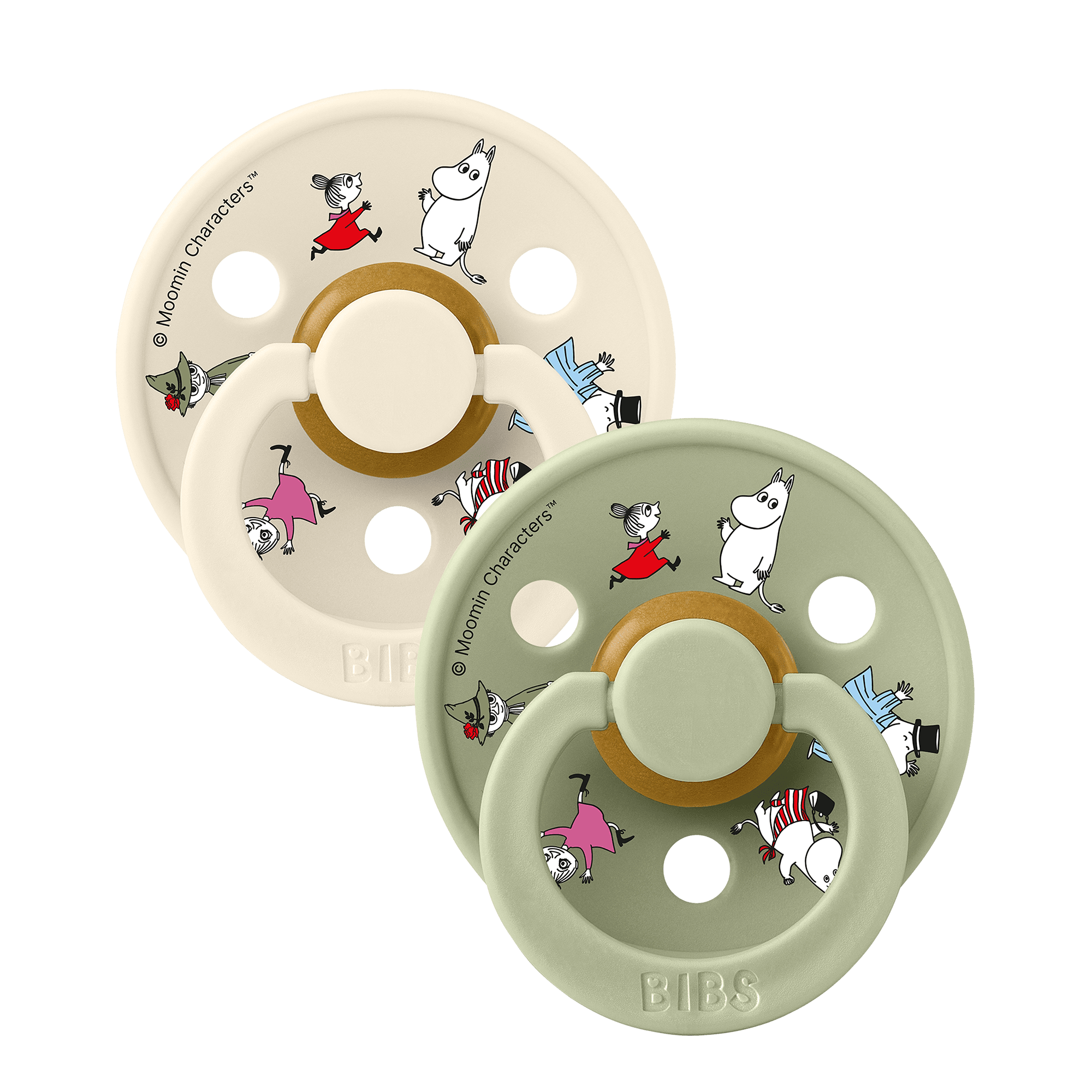 Bibs X Moomins Friends 2-pack Nappar Av Latex Ivory Sage 