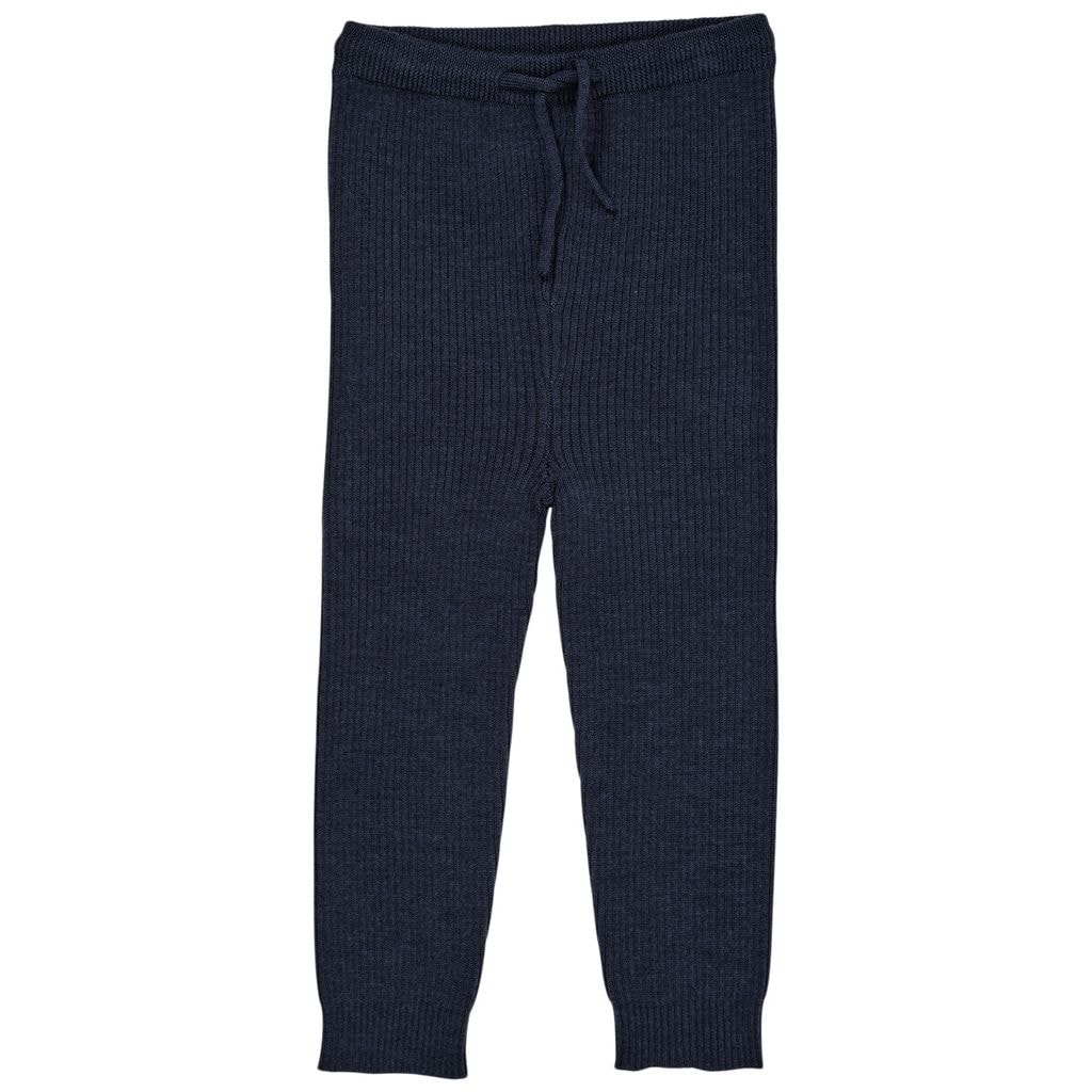 Merino Classic Rib Leggings w Drawstrings  Navy