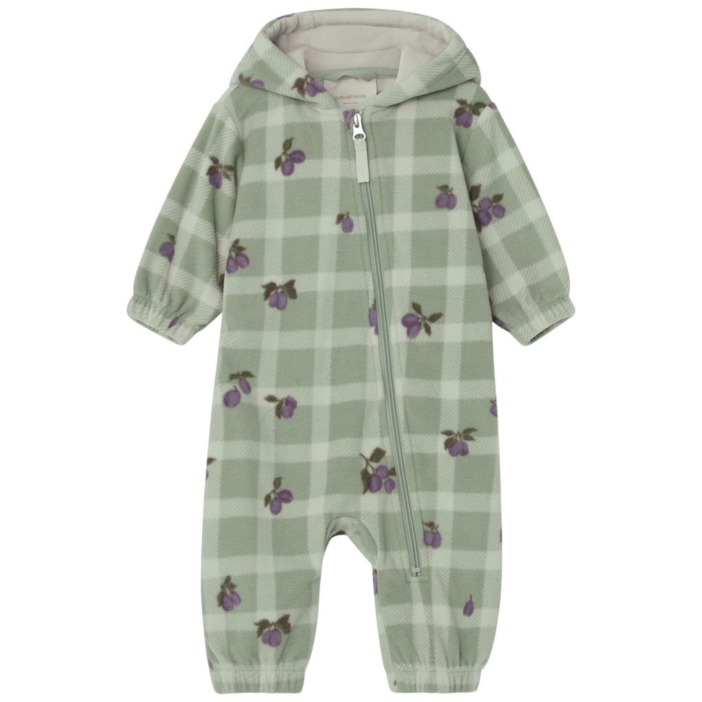 Checked Fleece Coverall With Plums Green