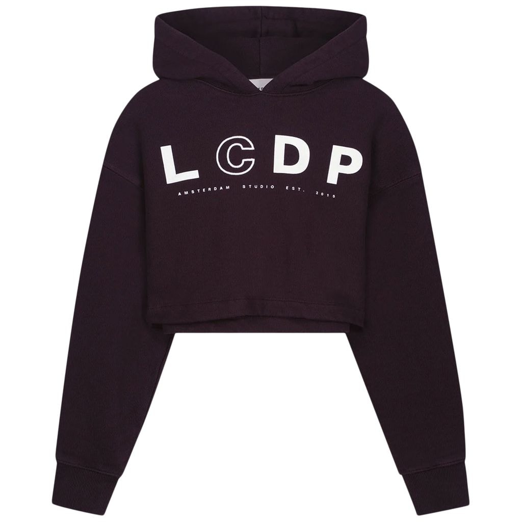 Lizzy Cropped Ribbed Hoodie Chocolate