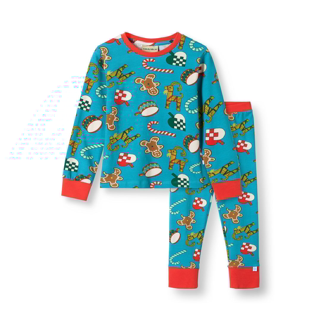 Jubilee Nightwear Set With Christmas Decorations Creamy blue