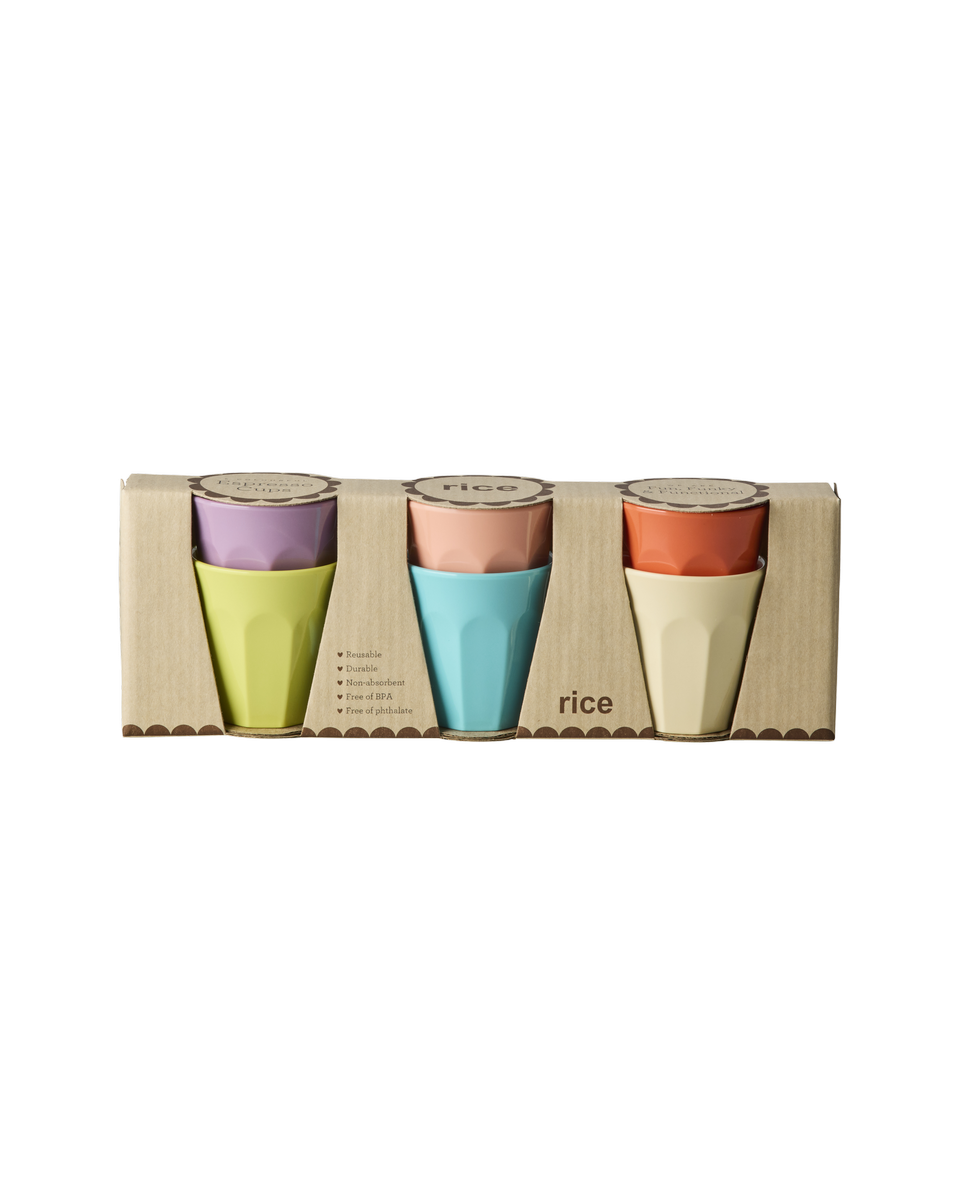 Mini 6-pack Melaminkoppar Glory Days Colors