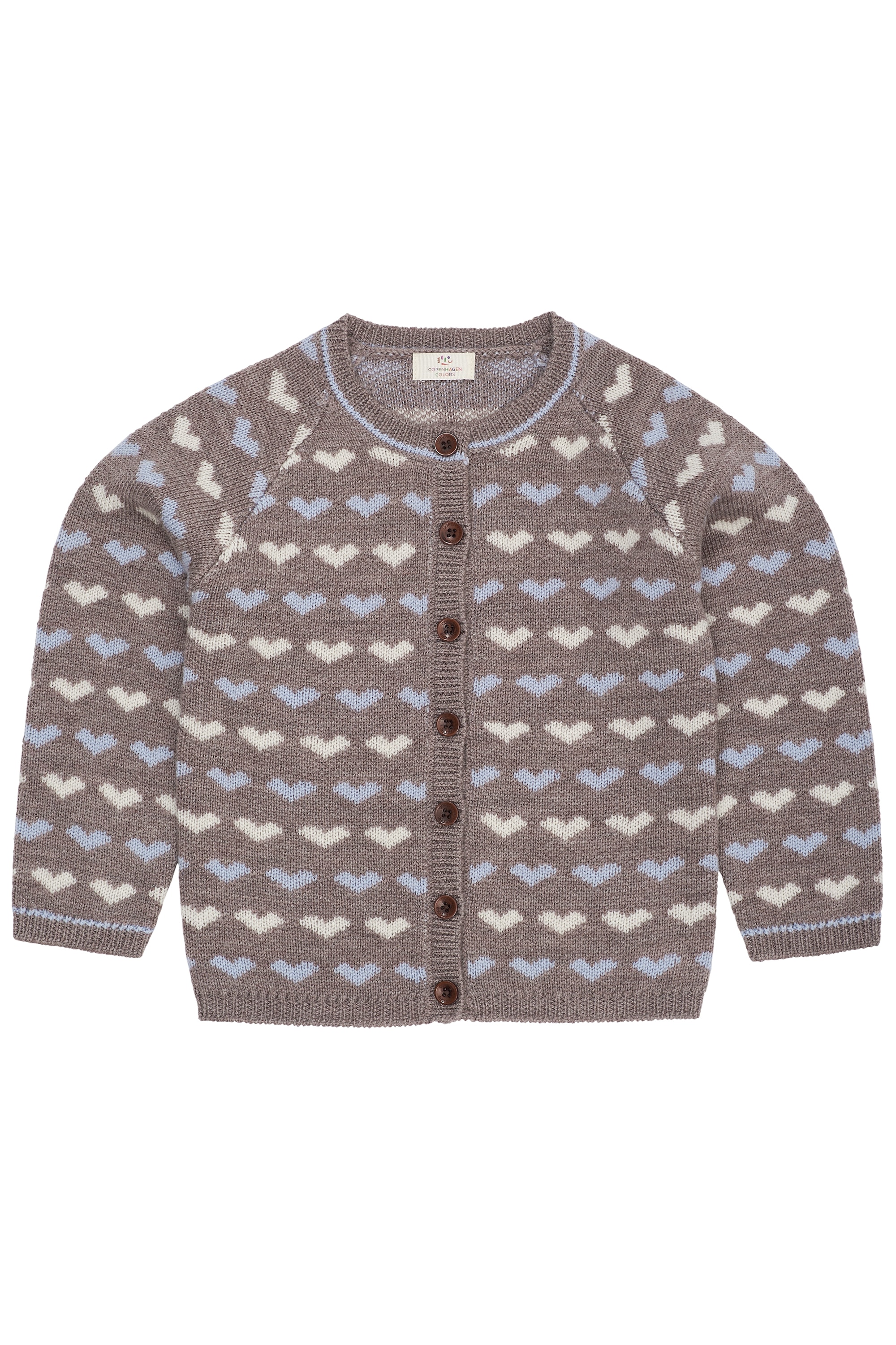 Merino Heart Cardigan Natural Melange Dusty Blue