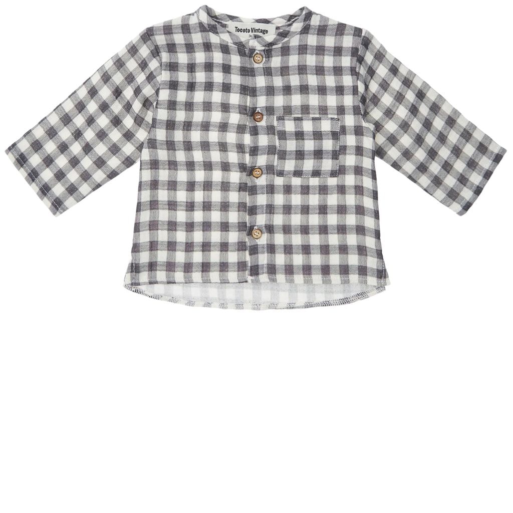 Checked Maho Baby Shirt Off White