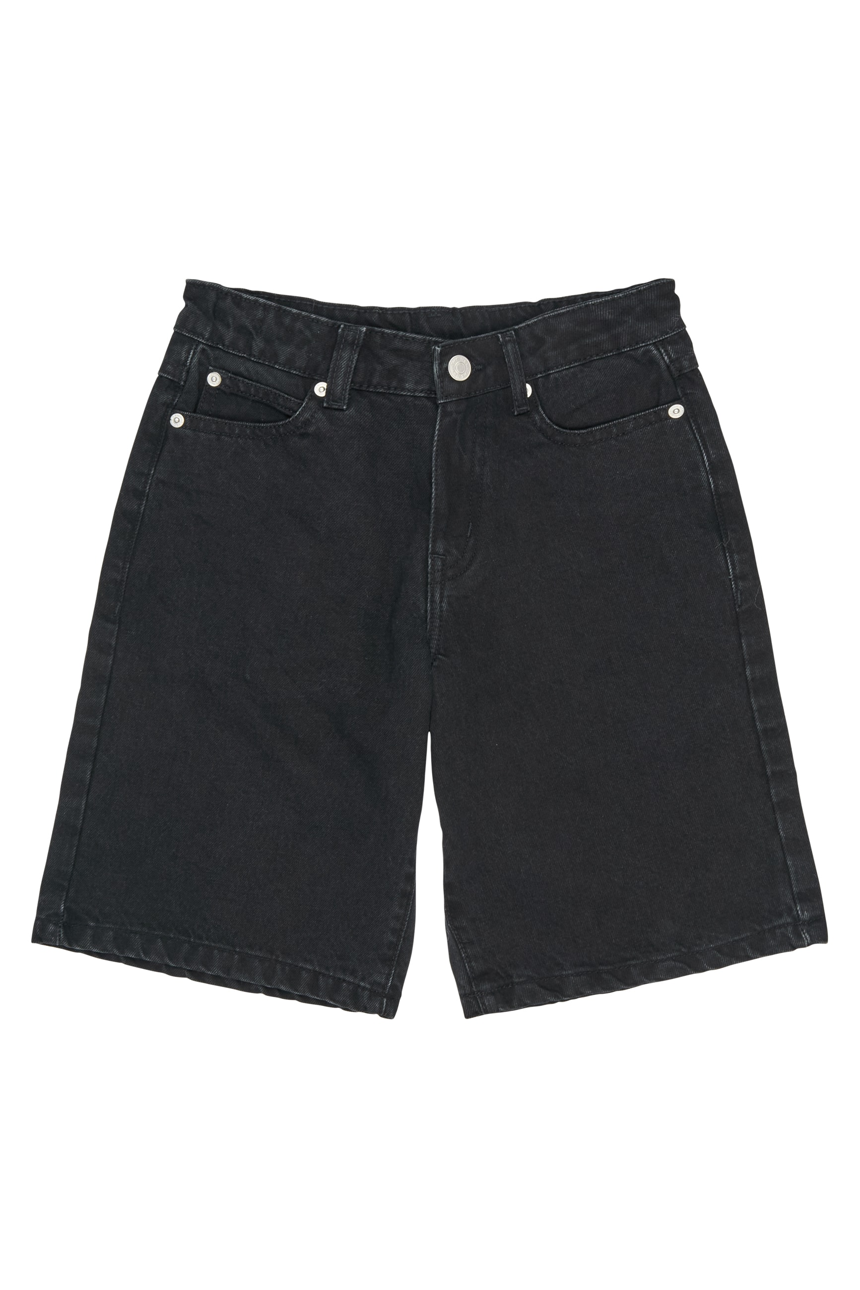 Svende Långa Jeansshorts Med Baggy Passform Medium Black Denim