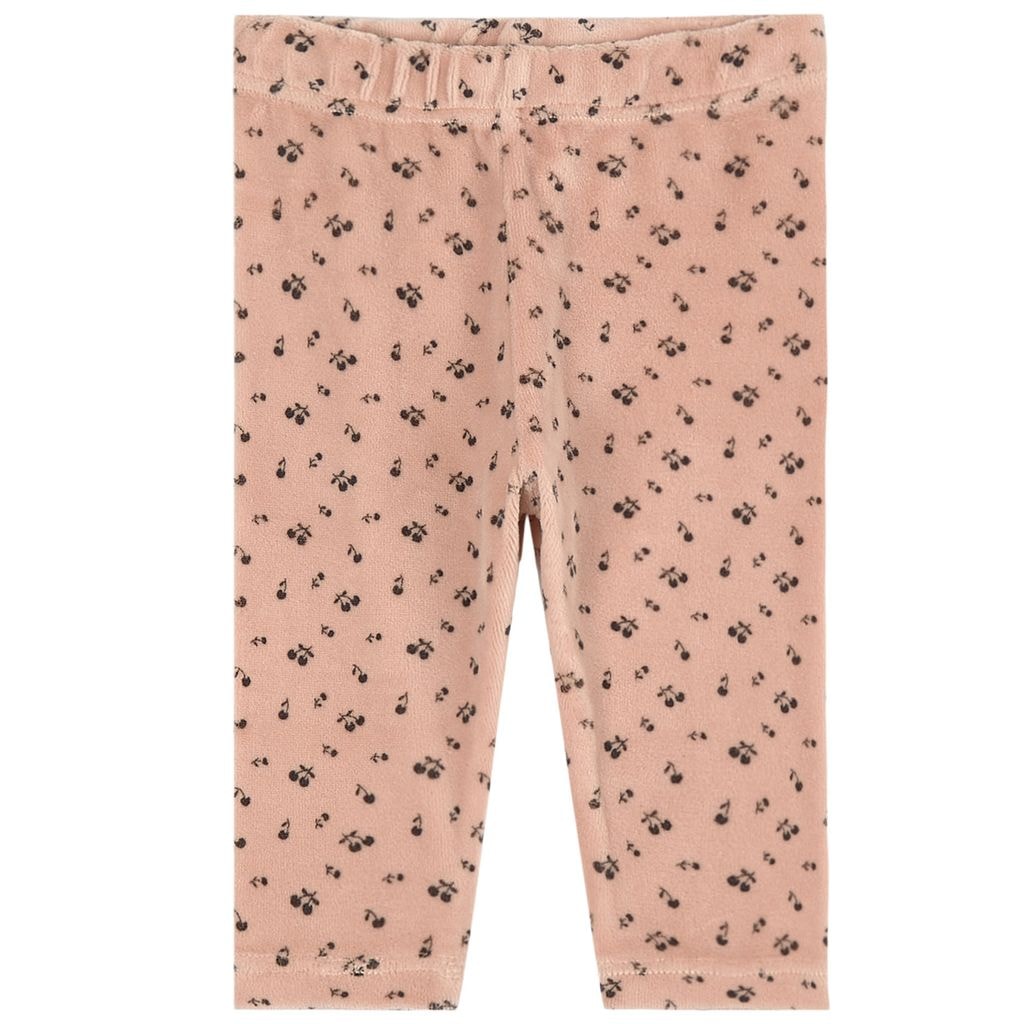 Printed Velour Baby Leggings Soft Pink