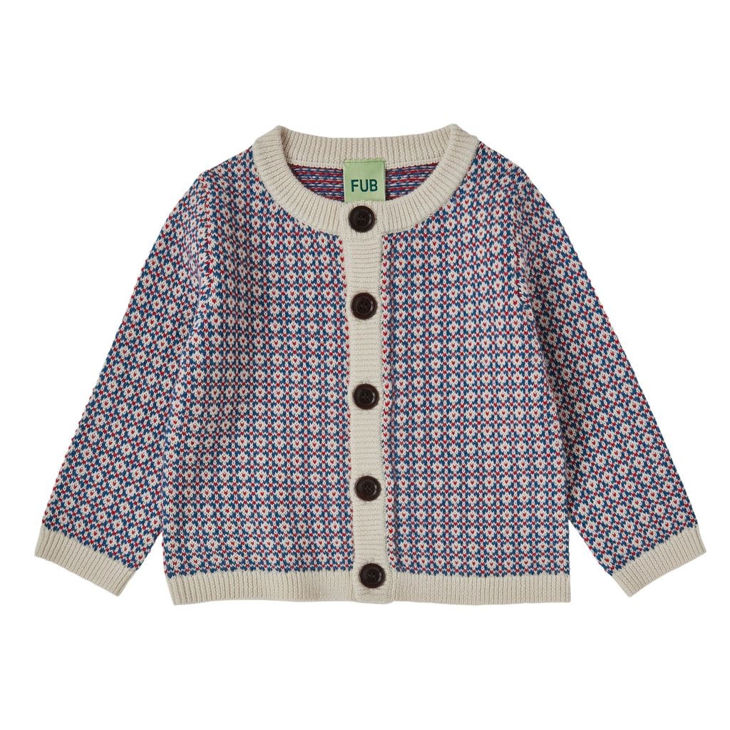 Baby Nordic Cardigan Ecru/Blue/Red