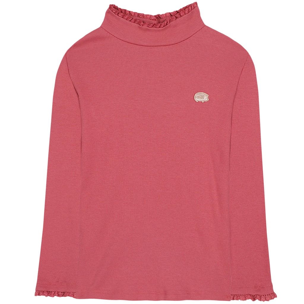 Long-Sleeved Ribbed Top Raspberry