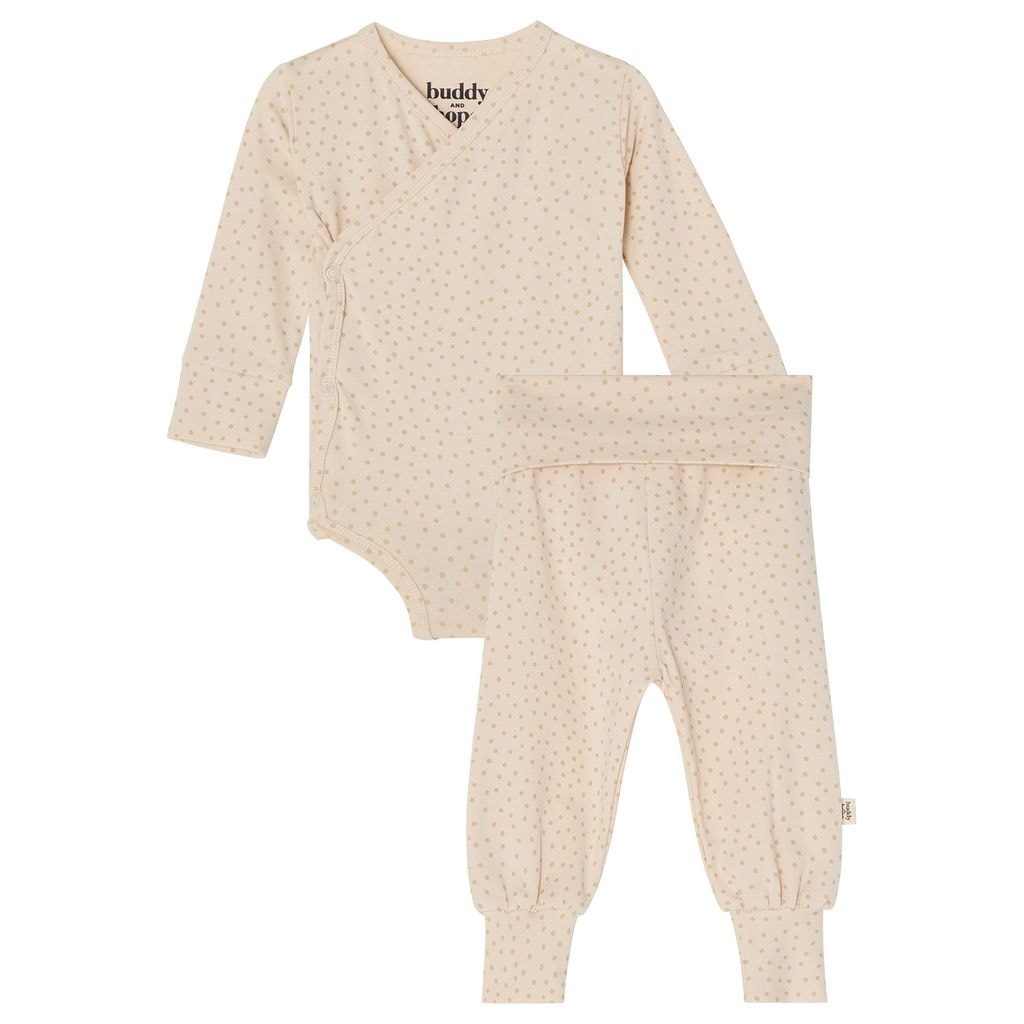 GOTS Johan Newborn Set Beige Dots