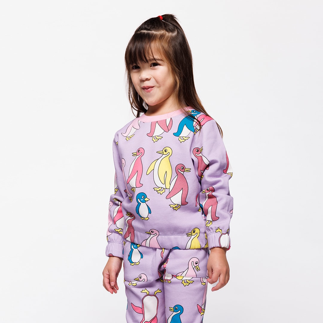 Yapeen Sweatshirt Med Pingviner Lila Heather Purple
