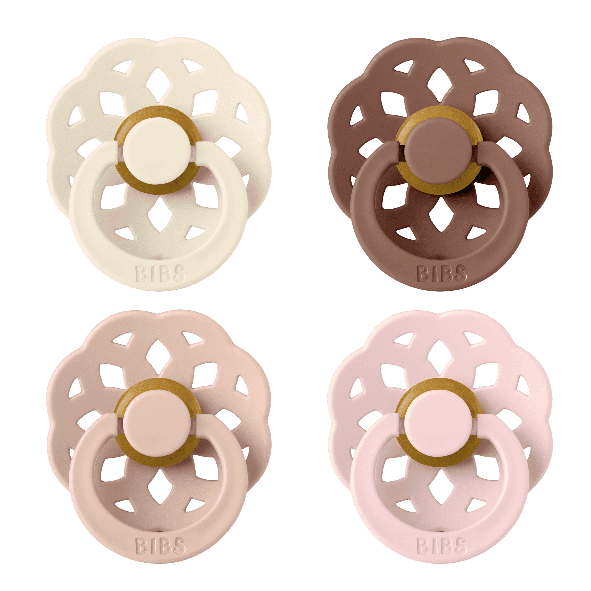 4-Pack BIBS Boheme 라텍스 젖꼭지 Ivory Blush / Woodchuck Blossom