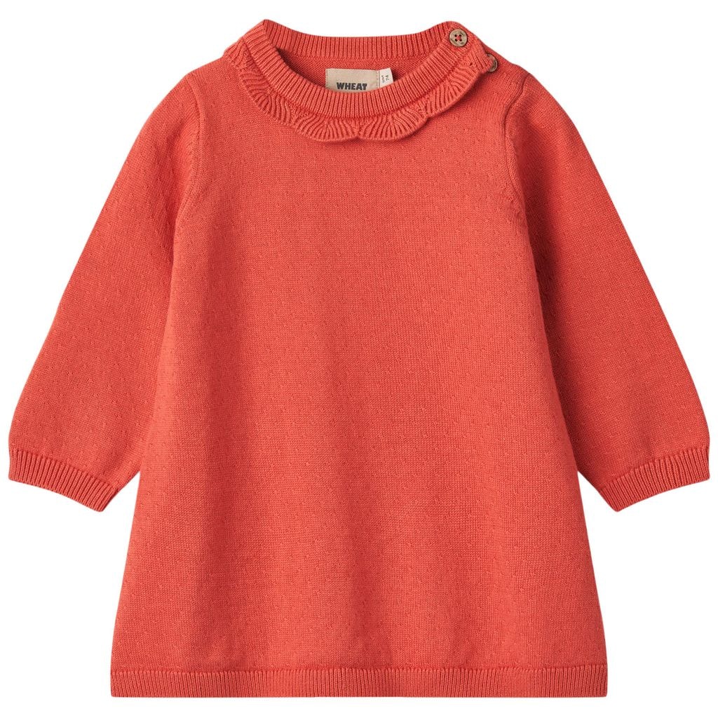 GOTS Nannie Neulottu Vauvan Mekko Candy Red