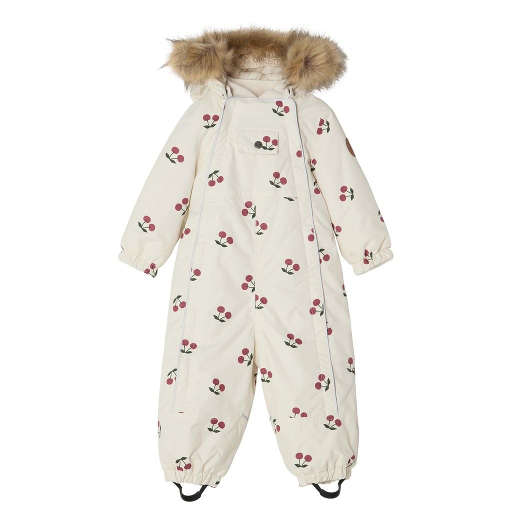 Val D'Isere Mönstrad Vinteroverall Med Körsbär Gräddvit