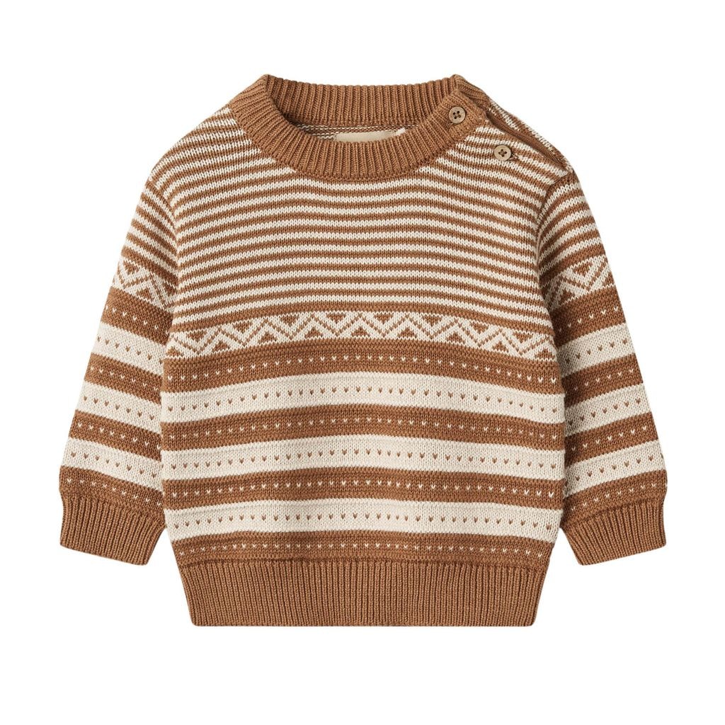 GOTS Janus Knitted Baby Sweater Caramel