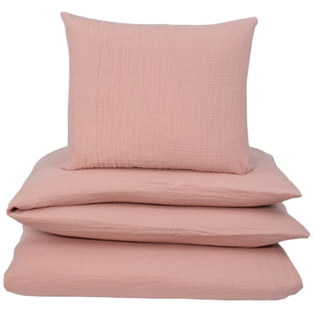 Vuodevaatesetti Vaunut/Kehto Musliini Dusty Rose