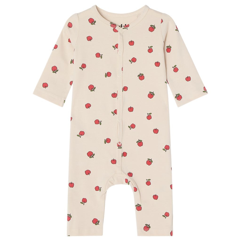 GOTS Gunnar Mönstrad Bodysuit Med Äpplen Gräddvit