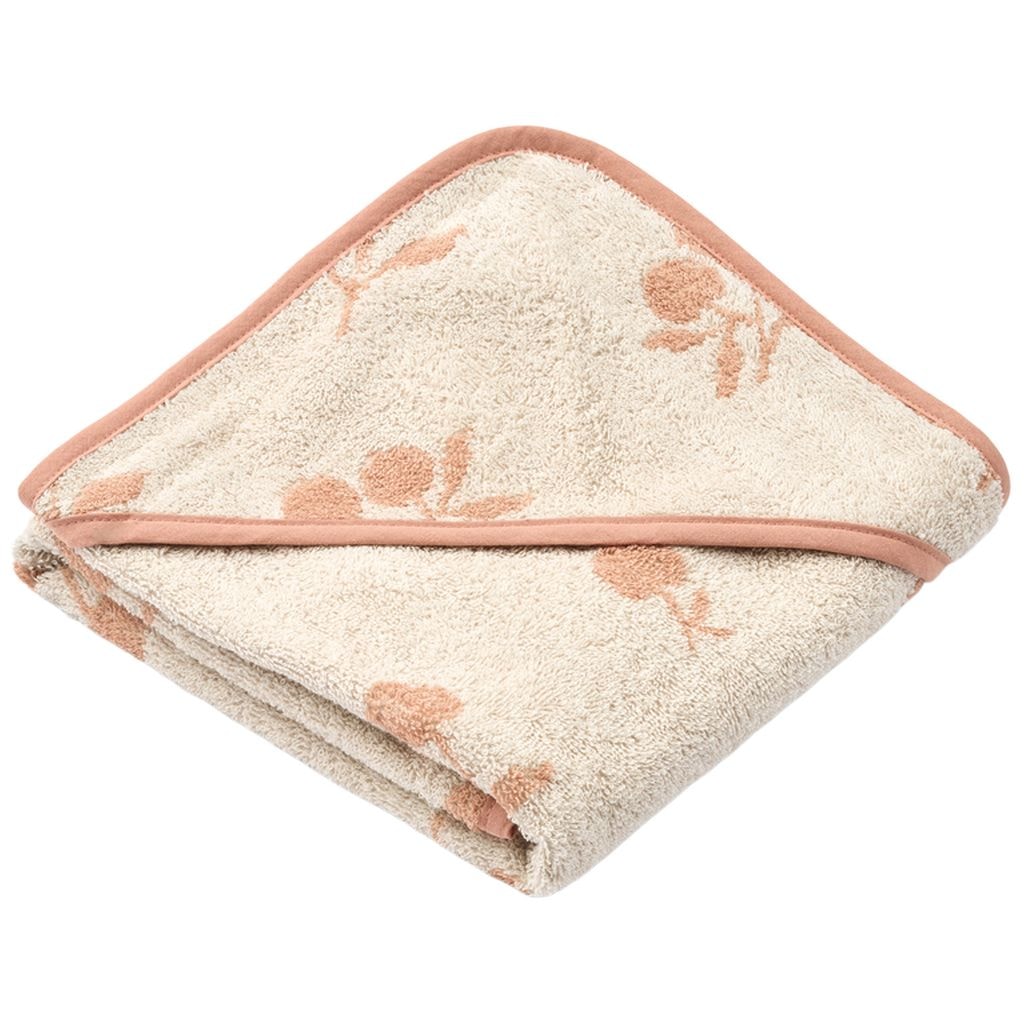 GOTS Alba Babyhåndklæde Med Hætte Peach Sea Shell