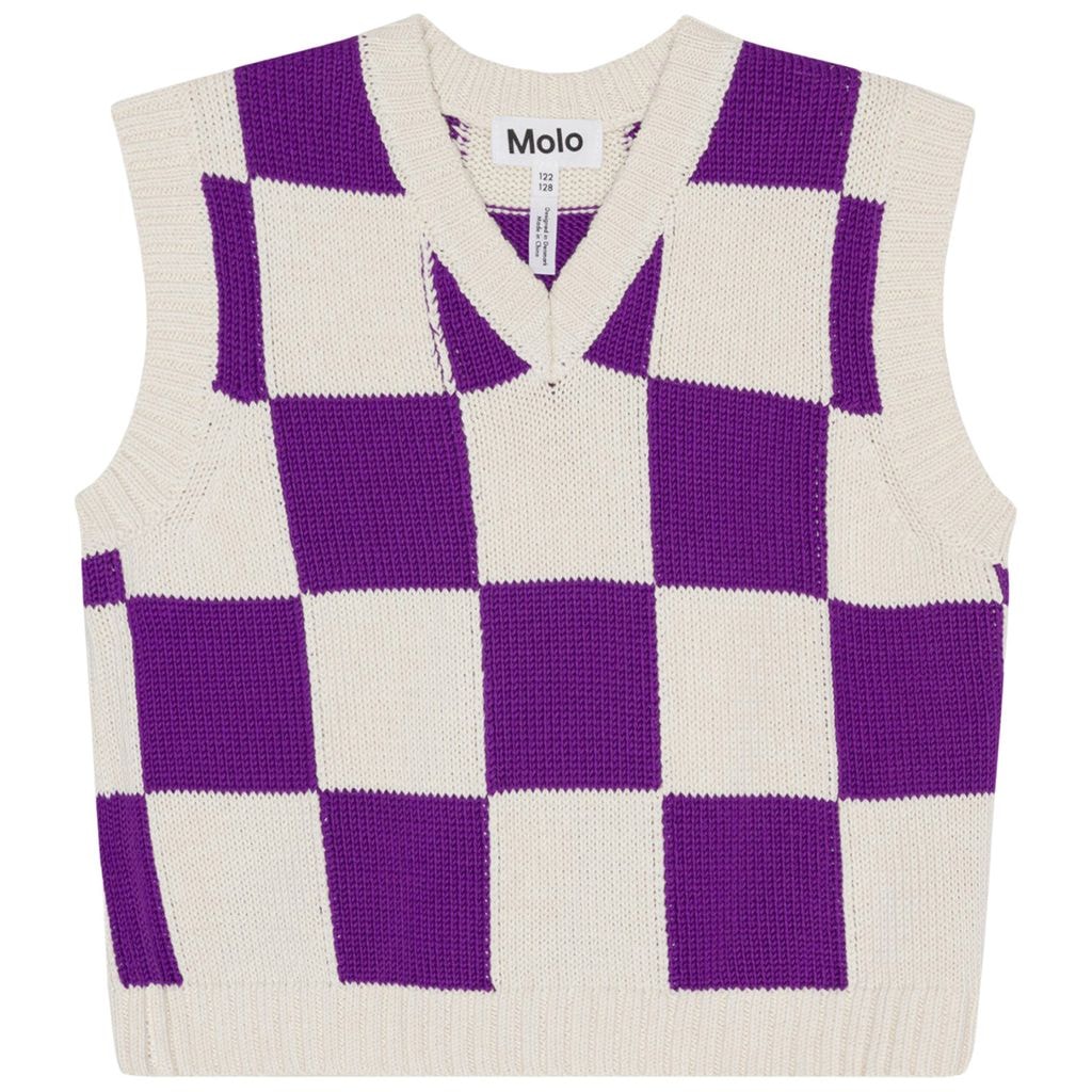 Gitta Strikket Vest Purple Shell Check