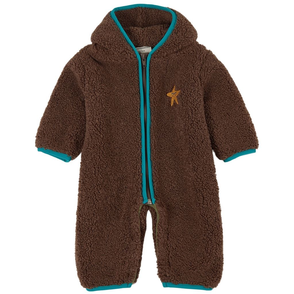 Coverall In Teddy Fleece Brown