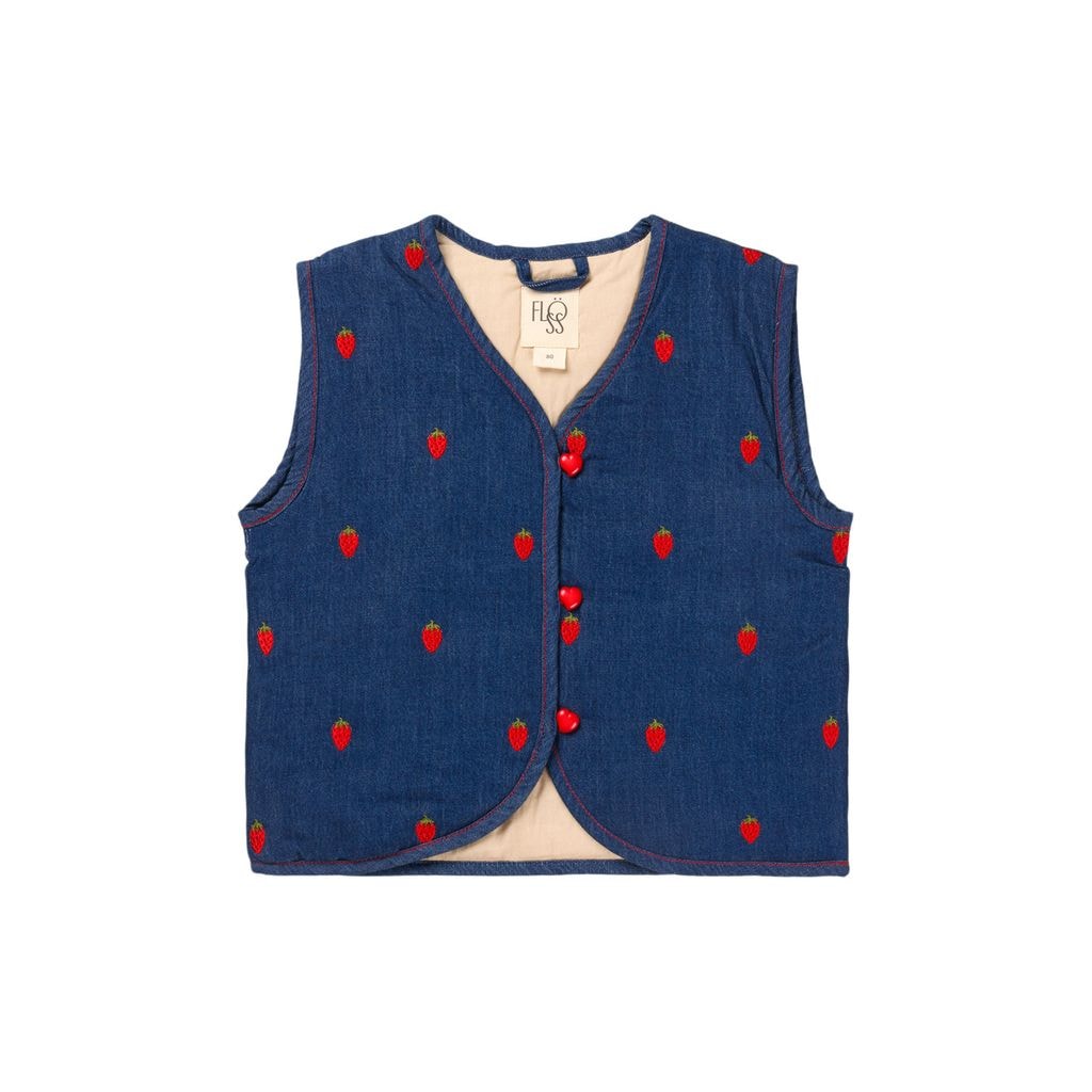 Colette Embroidered Vest Berry Denim