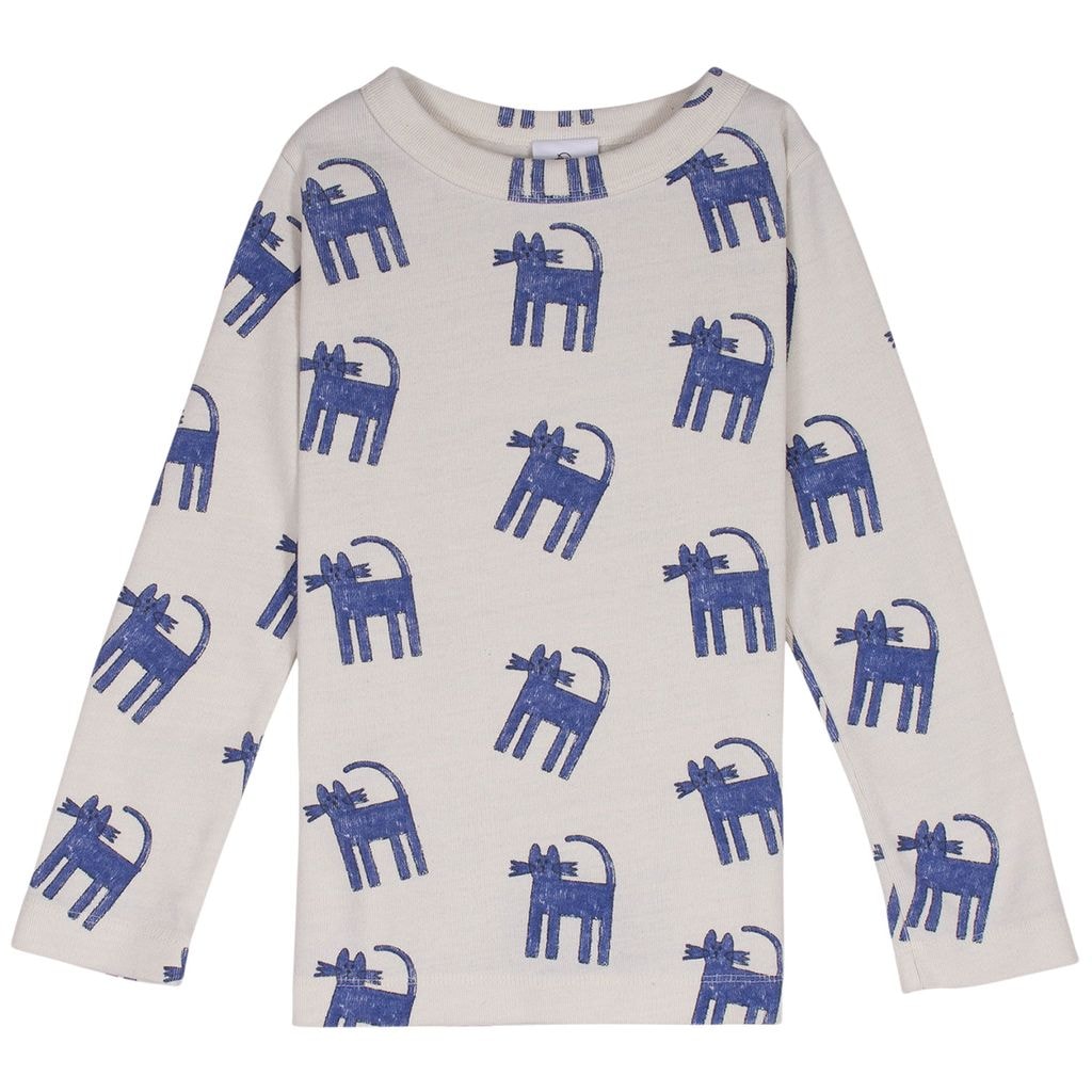Emi Printed Long Sleeved T-Shirt Cobalt Blue Cats