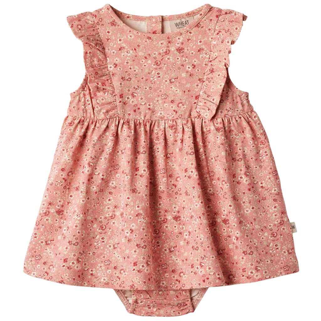 Vianna Printed Baby Body Dress Rosette Flowers
